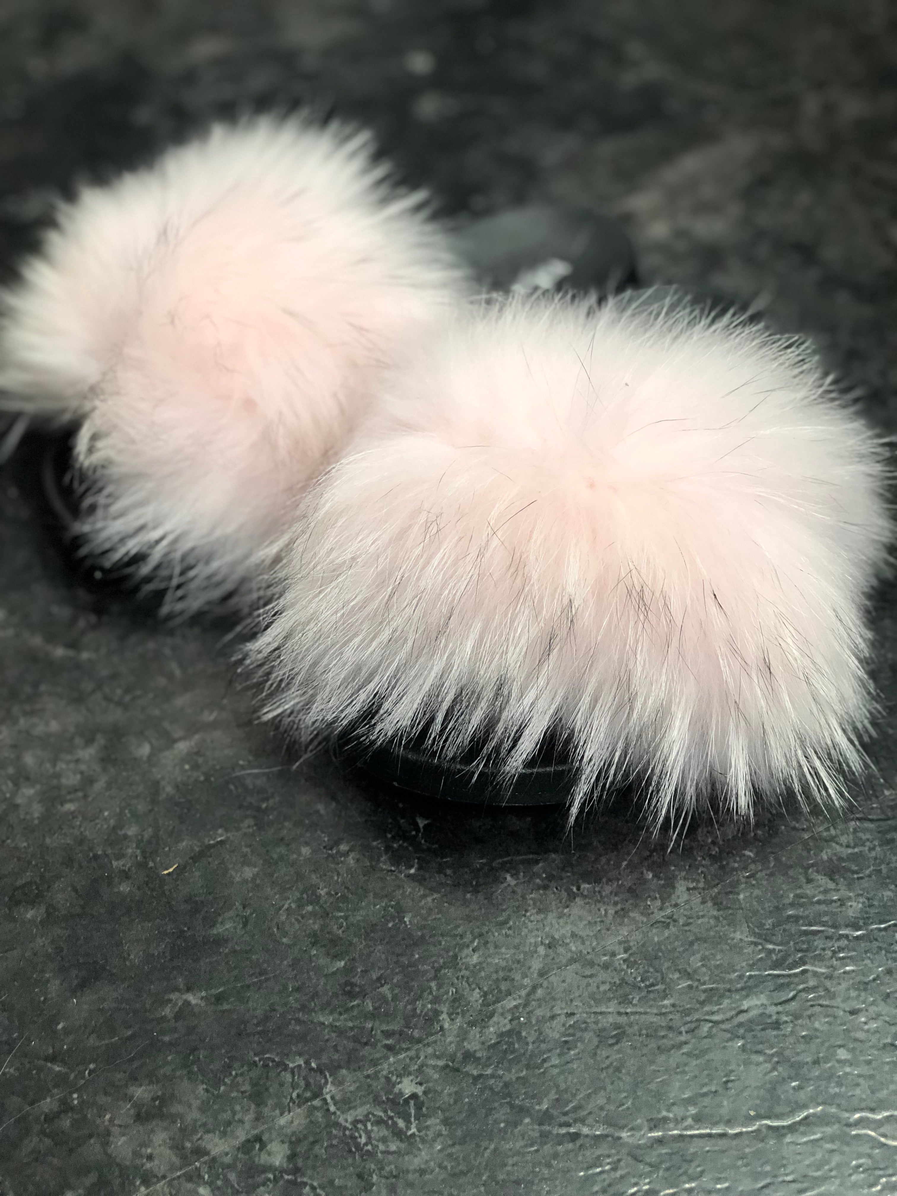 Raccoon Fur slides - Dolce Rosa