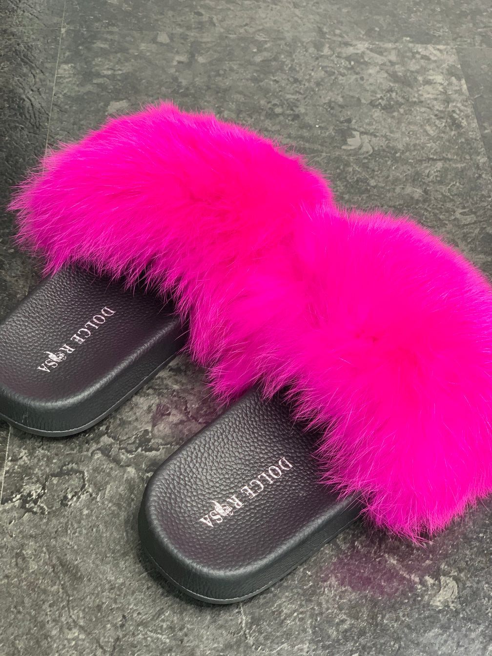 Summer Collection Fox Fur slides